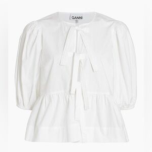 GANNI Cotton Poplin Peplum Blouse